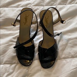 Yves Saint Laurent black patent leather sandals